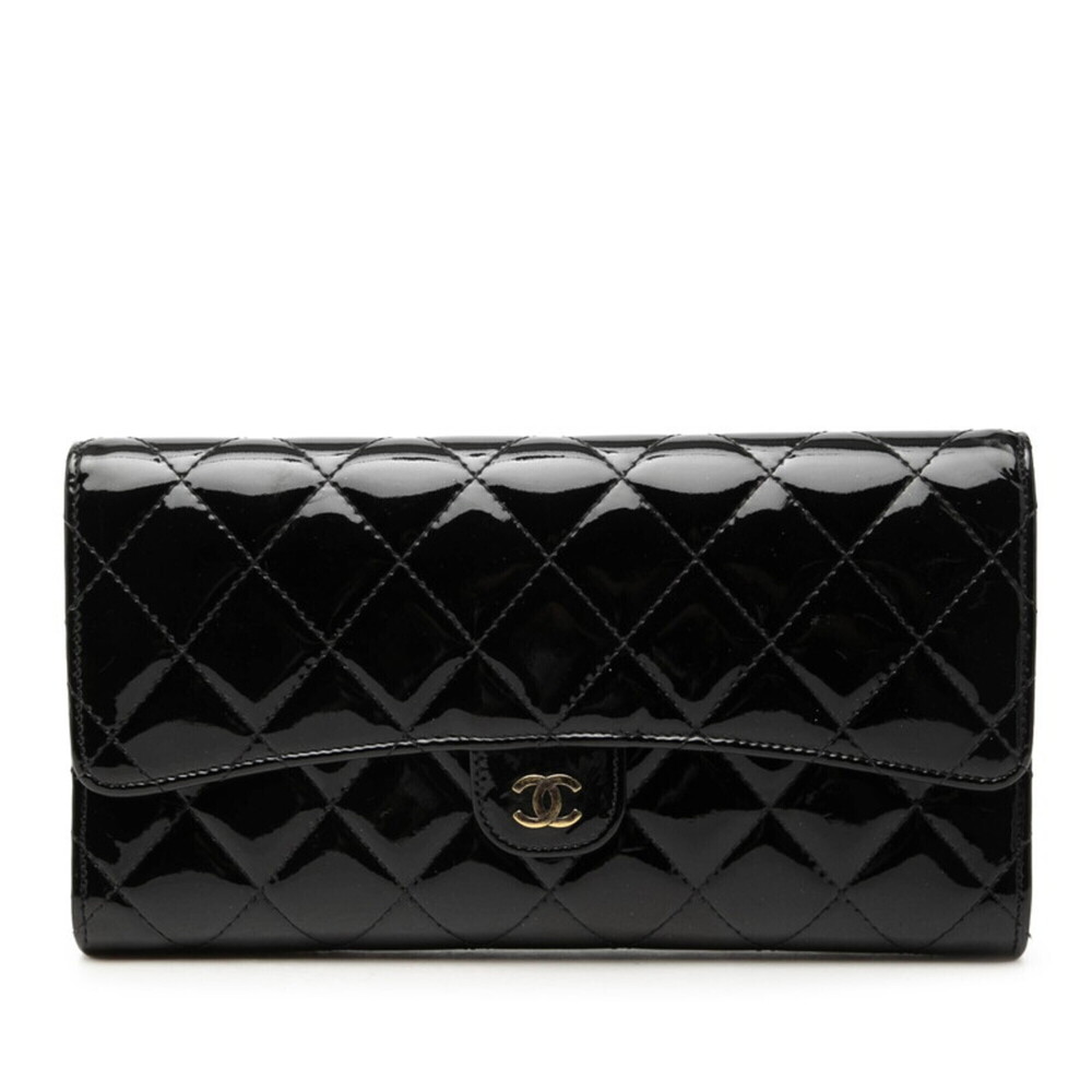 CHANEL Black Leather Logo Wallet